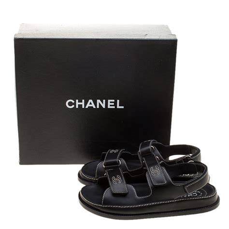 black leather chanel sandals|Chanel velcro sandals 2020 price.